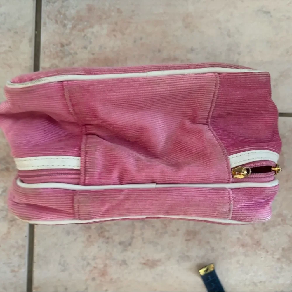 Juicy Couture Cosmetic Makeup Case Pink Brown Handle clutch purse handbag
